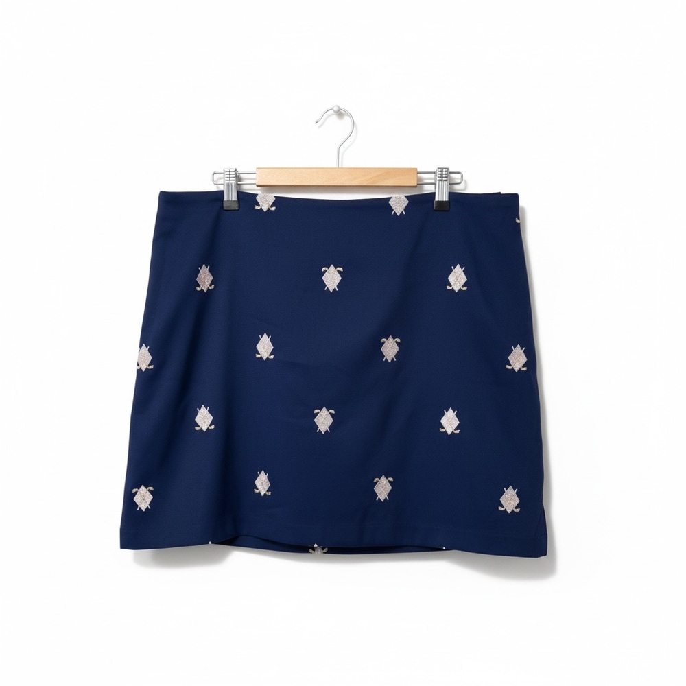 Coral Bay Golf NWT Embroidered Skort Skirt Blue Golf Print Sz 16 Summer 90s Y2K